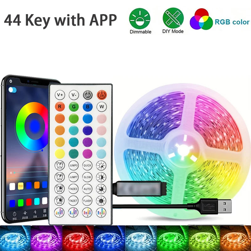 RGB LED pásky 1M-40M LED pokojové světlo s ovládáním APP flexibilní stuha luces LED páska pro dekoraci pokoje ložnice 