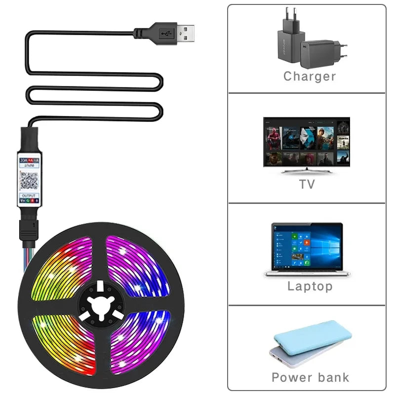 TOP PRICE!!!!  Led USB Strip Light Color Changing 5050 RGB LED Flexible Lights Bluetooth  for Children Gaming Room Home Party TV Backlight
