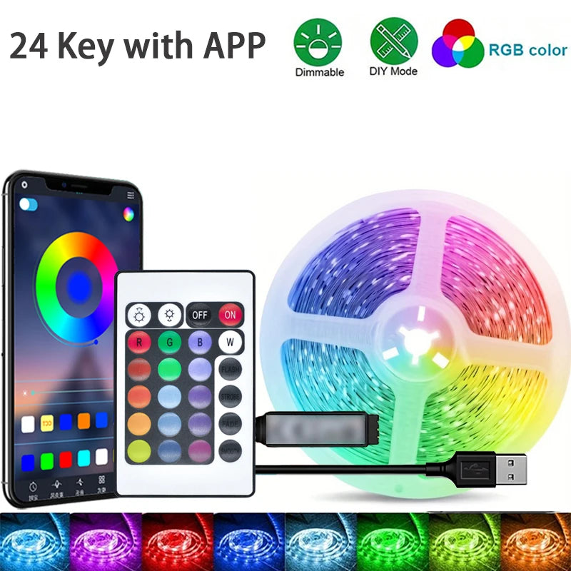 RGB LED pásky 1M-40M LED pokojové světlo s ovládáním APP flexibilní stuha luces LED páska pro dekoraci pokoje ložnice 