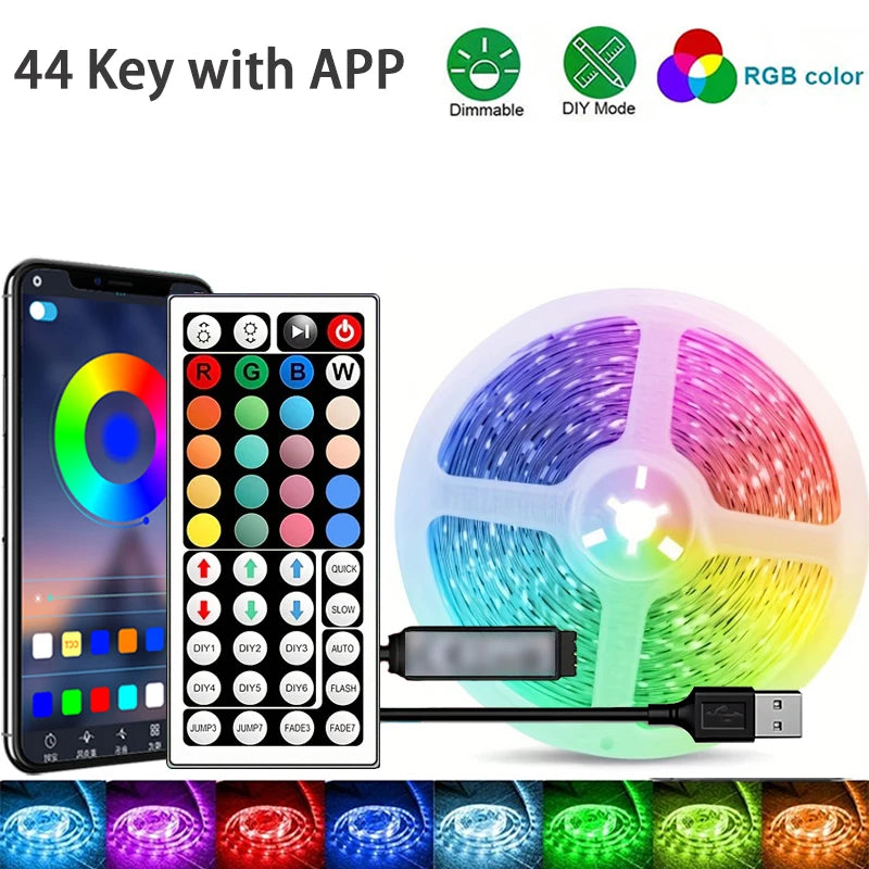 RGB LED pásky 1M-40M LED pokojové světlo s ovládáním APP flexibilní stuha luces LED páska pro dekoraci pokoje ložnice 