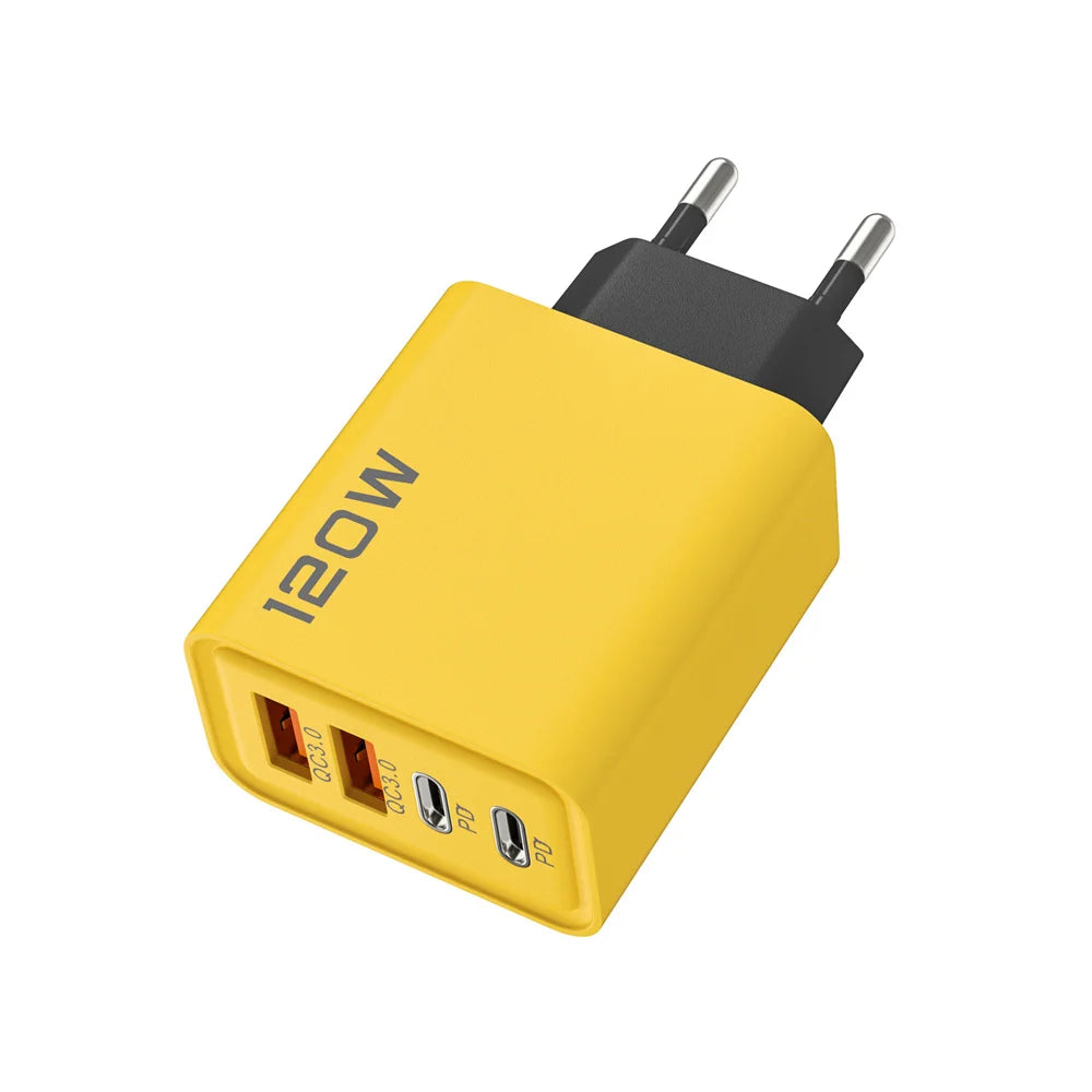 Celkový 120W 4portový USB Type-C rychlý nástěnný adaptér pro rychlé nabíjení mobilních telefonů - vysokorychlostní nabíjecí dok pro telefony a tablety 